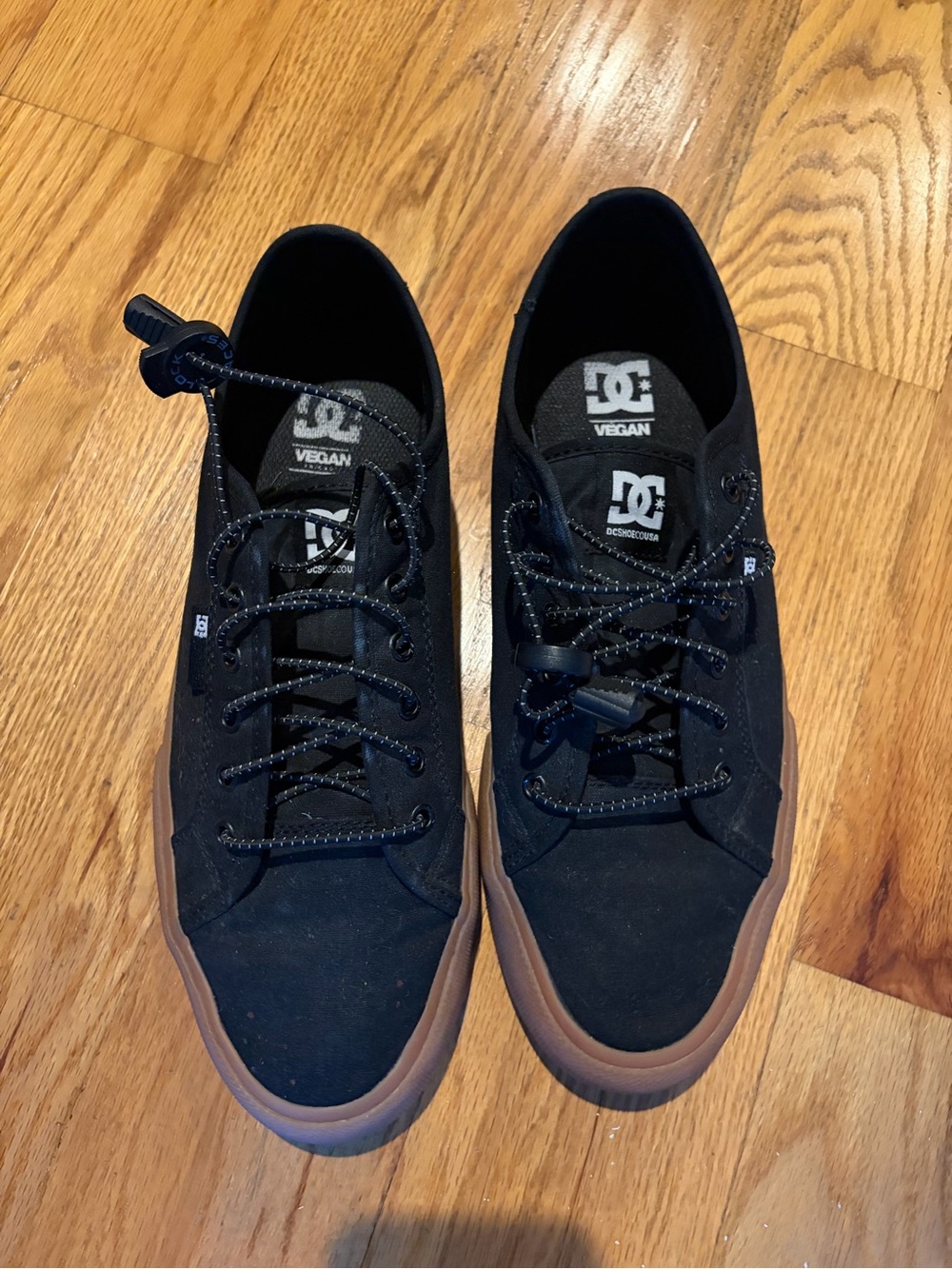 DC Men’s Black Skate Sneakers with Brown Gum Sole